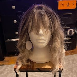 Ombre brown to blonde wig with bangs
